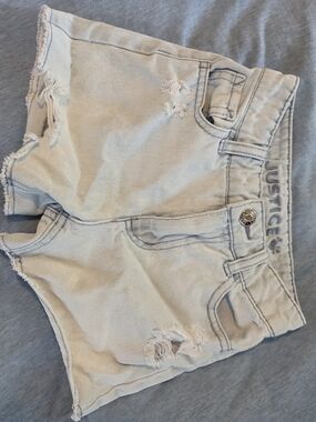 Justice Light Wash Denim Distressed Girls Shorts